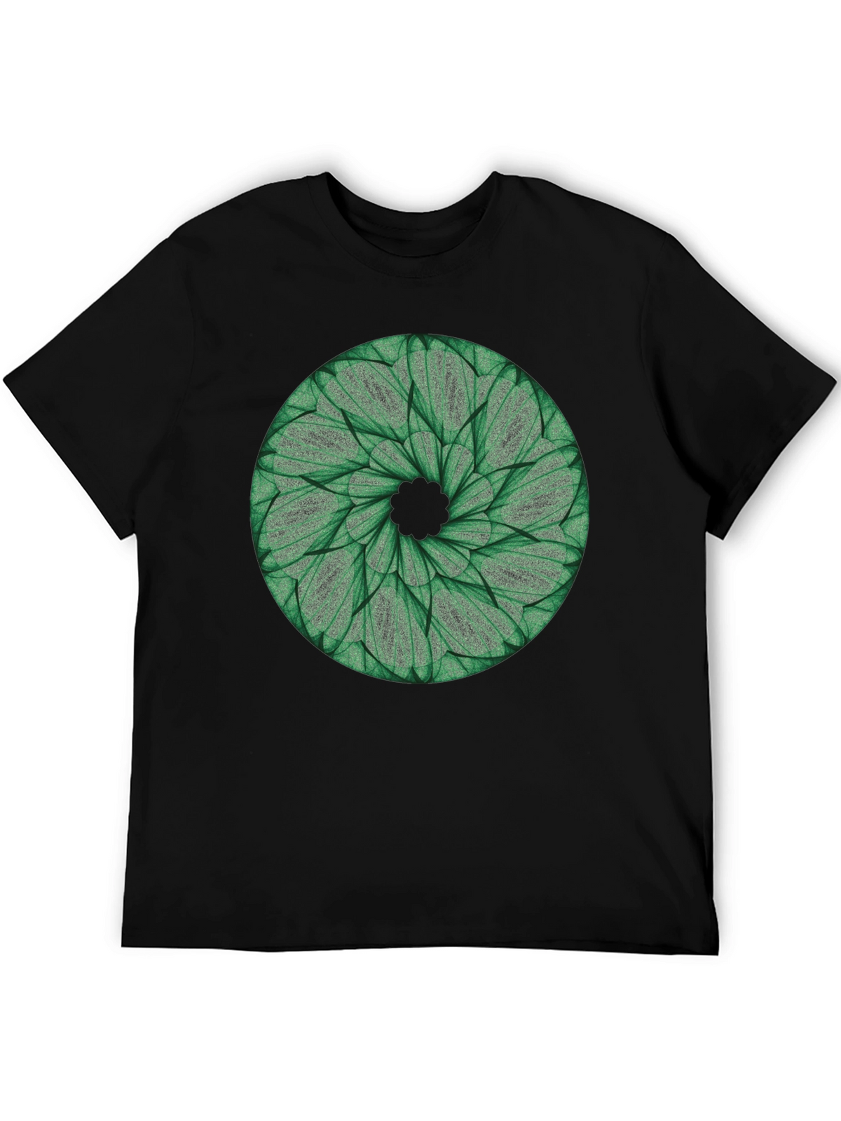 Green Leaf Mandala T-Shirt - Nature Inspired Design