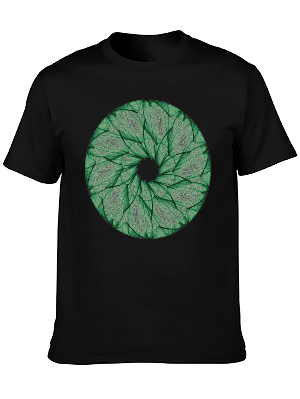 Green Leaf Mandala T-Shirt - Nature Inspired Design