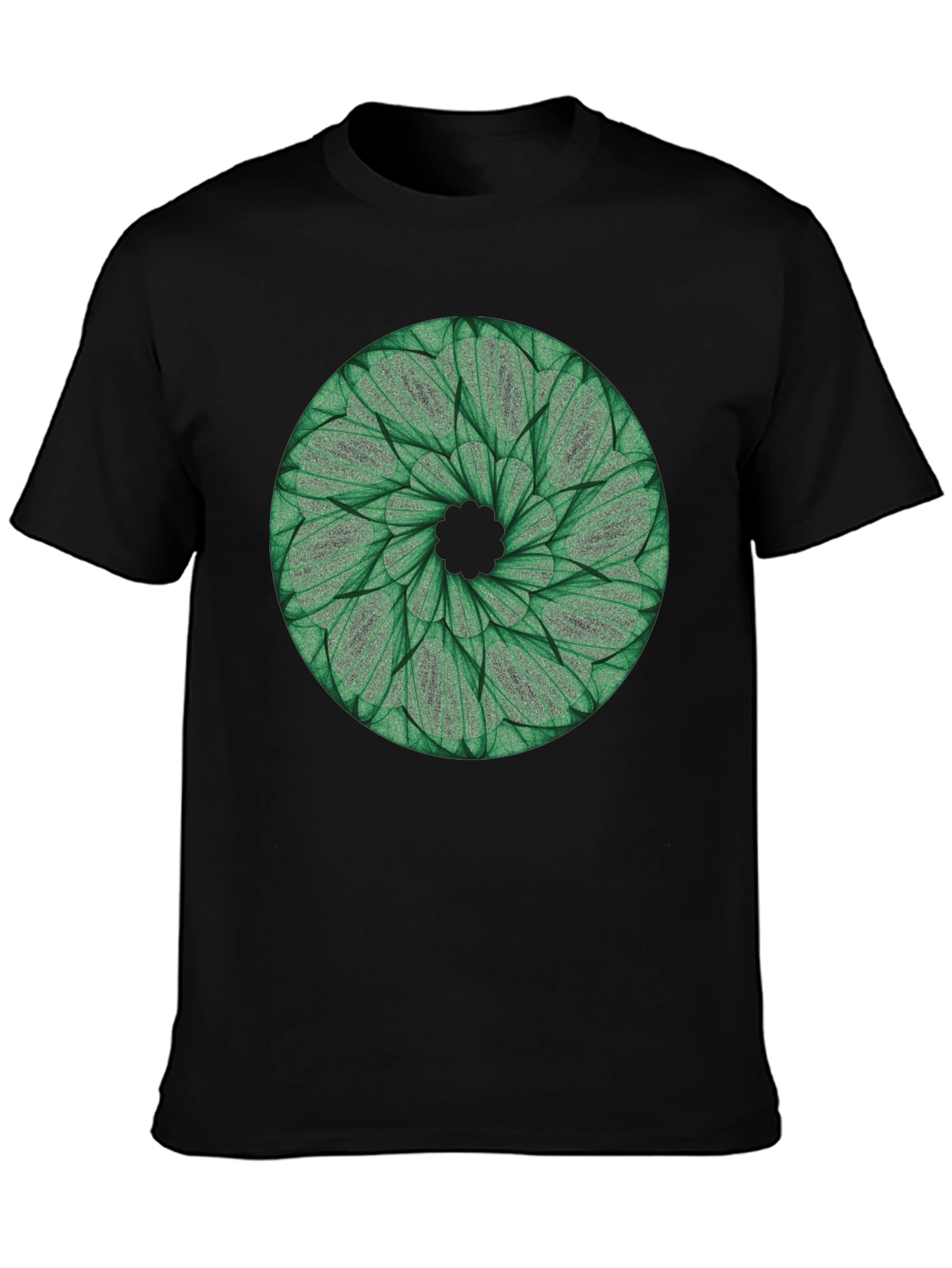 Green Leaf Mandala T-Shirt - Nature Inspired Design