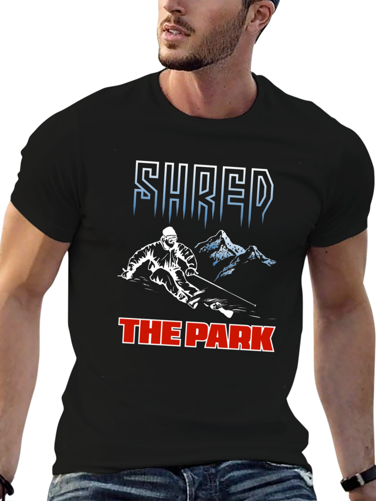Shred The Park T-Shirt Skiing Snowboarding Tee