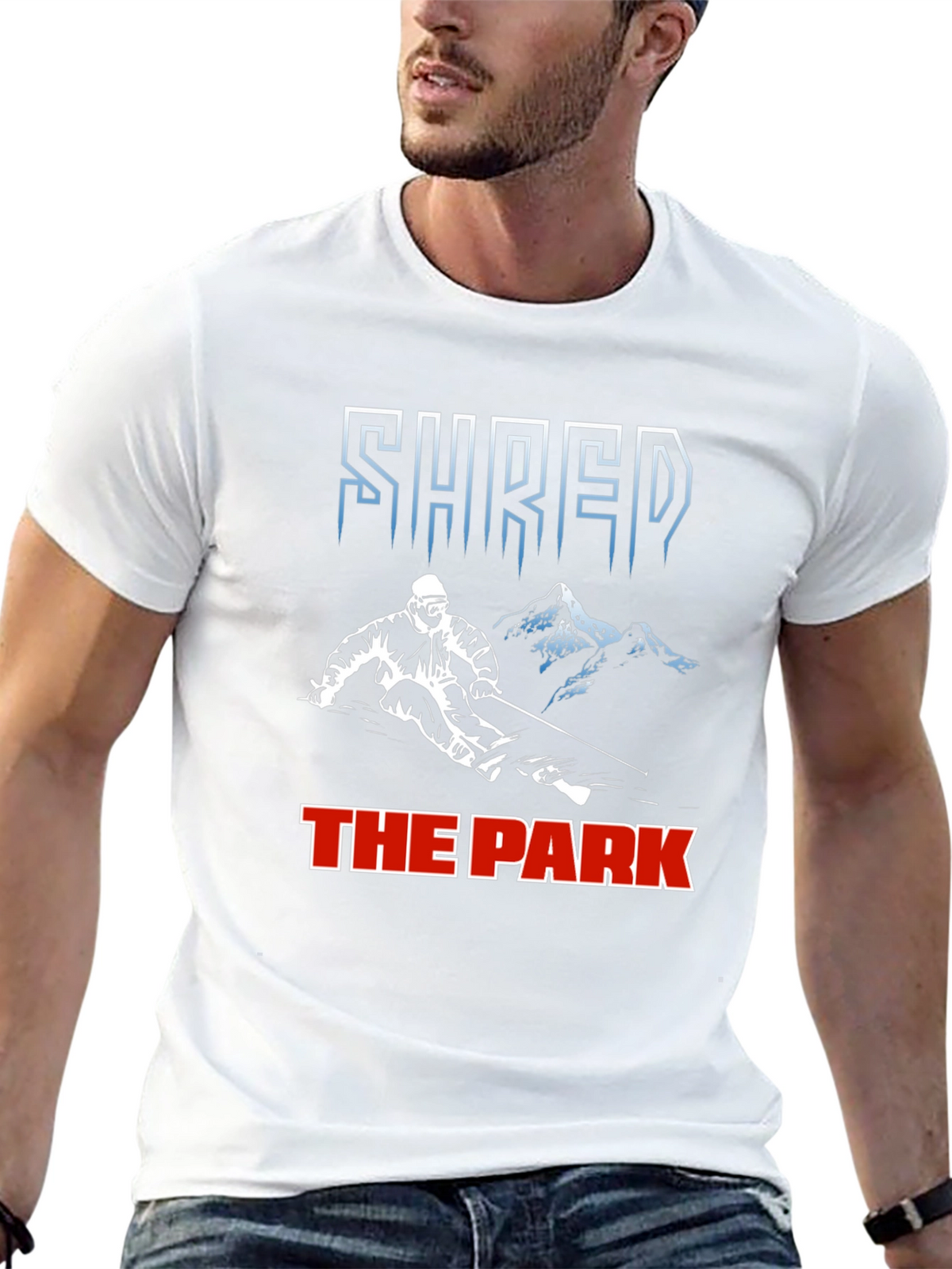 Shred The Park T-Shirt Skiing Snowboarding Tee