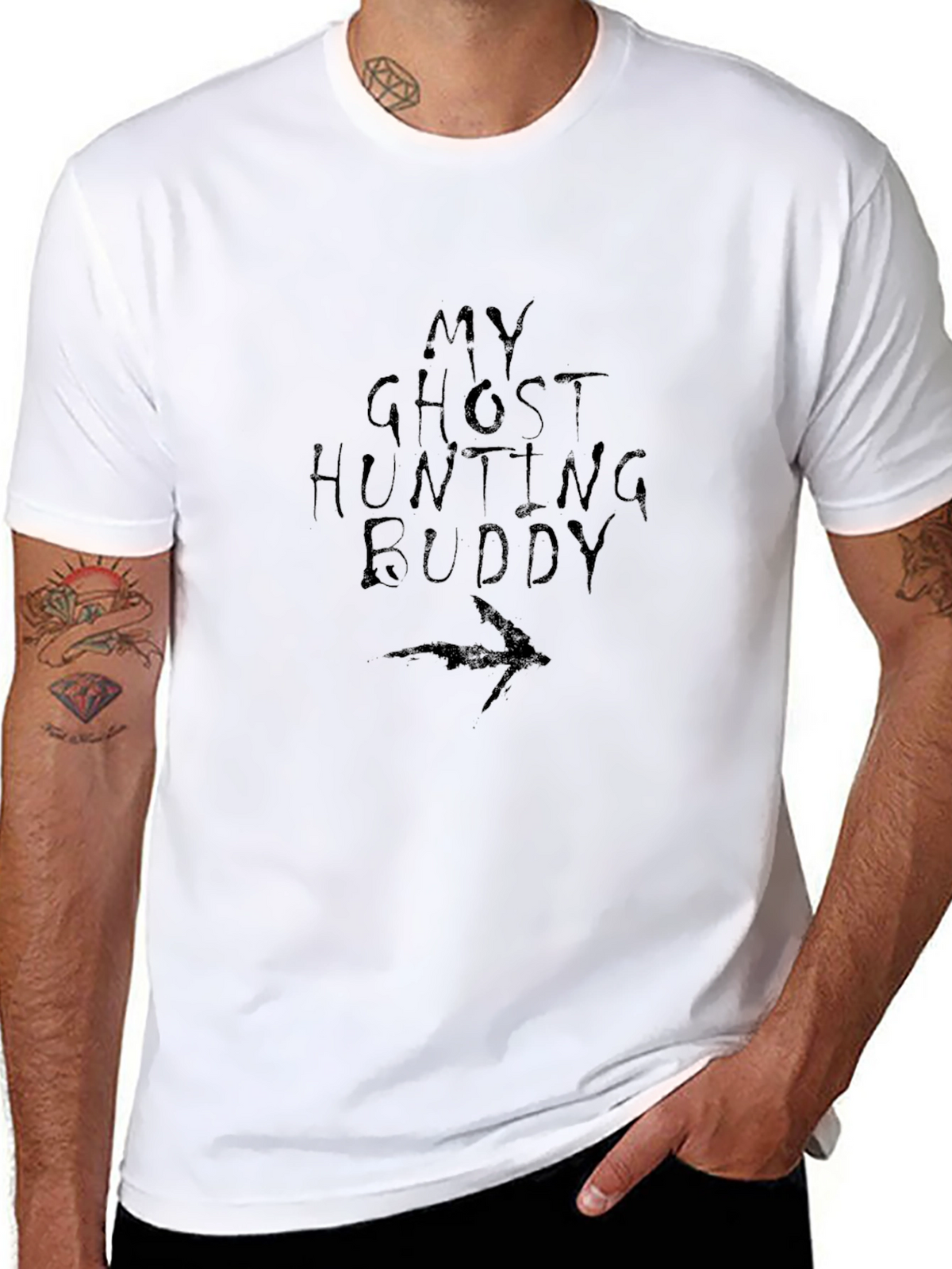 Ghost Hunting Buddy Black Graphic T-Shirt