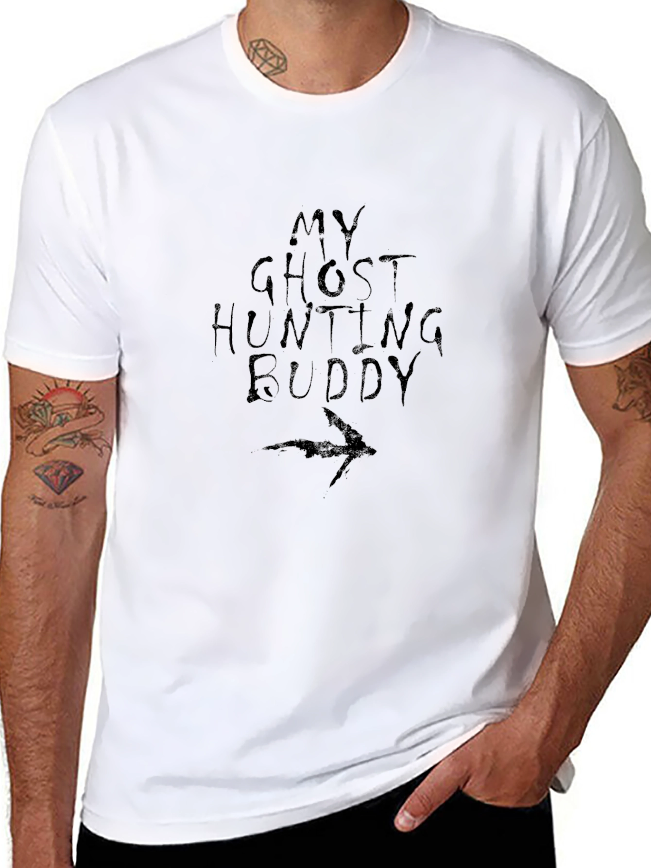 Ghost Hunting Buddy Black Graphic T-Shirt