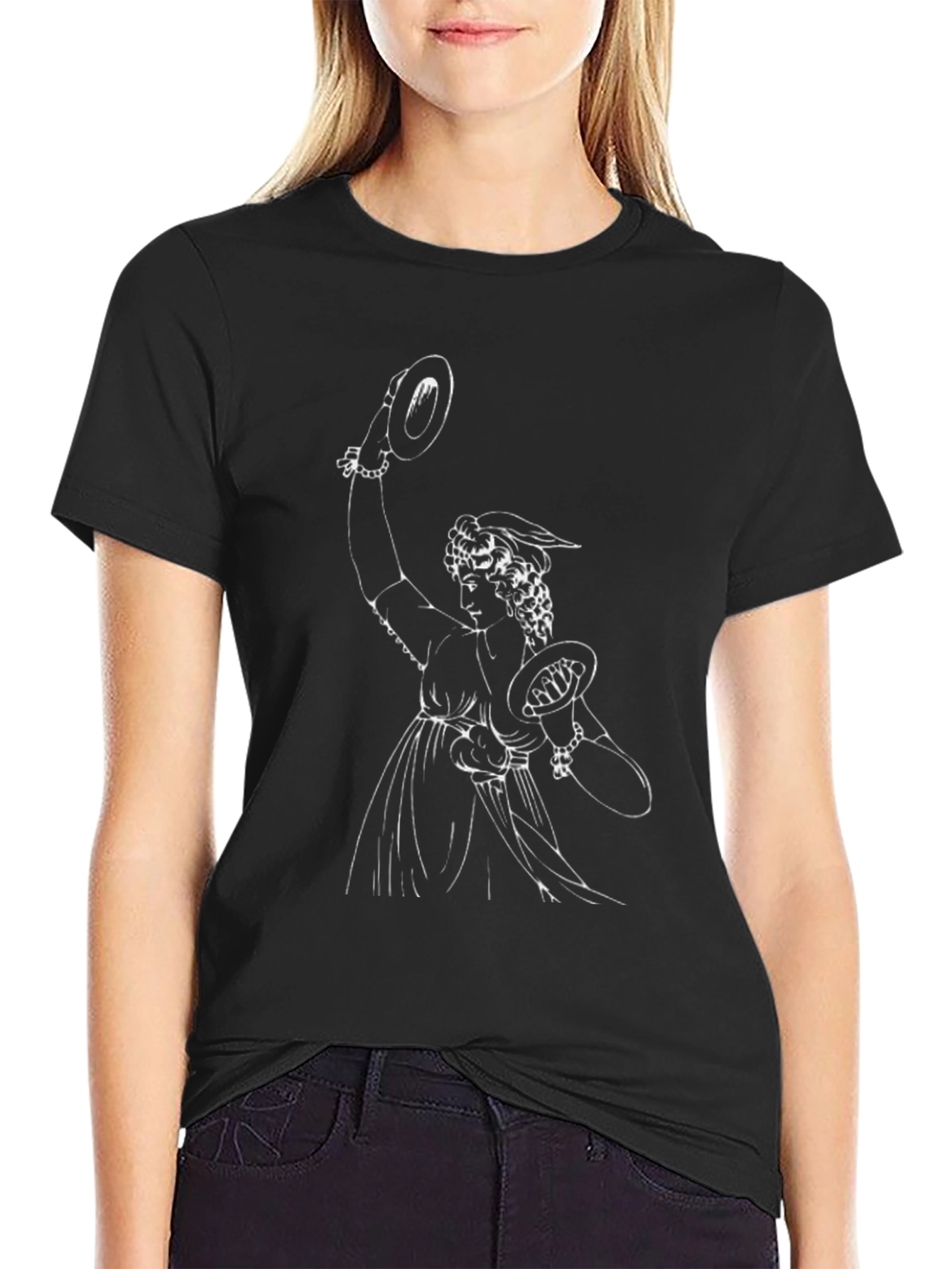 Vintage Greek Muse Graphic Tee - Black
