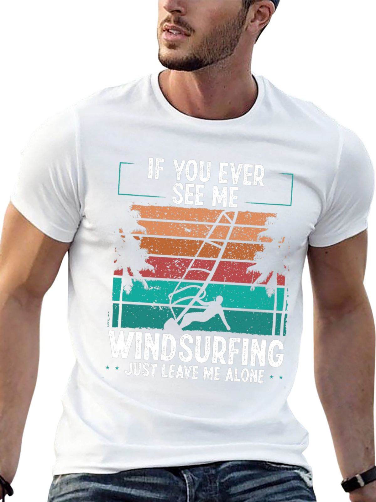 Windsurfing T-Shirt - Just Leave Me Alone Retro Design