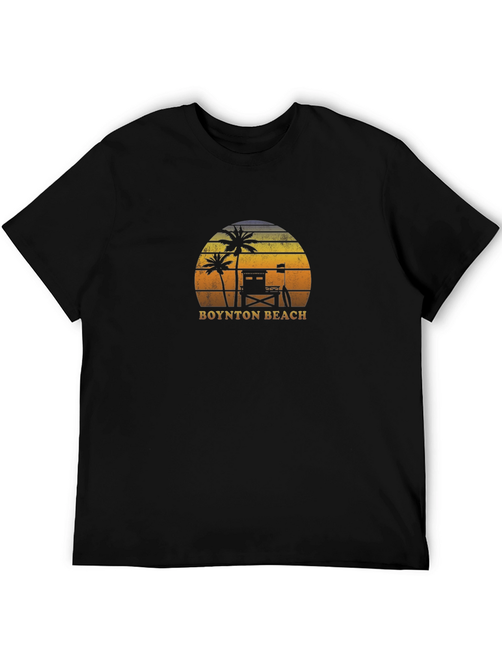 Boynton Beach Retro T-Shirt - Palm Tree Sunset Design