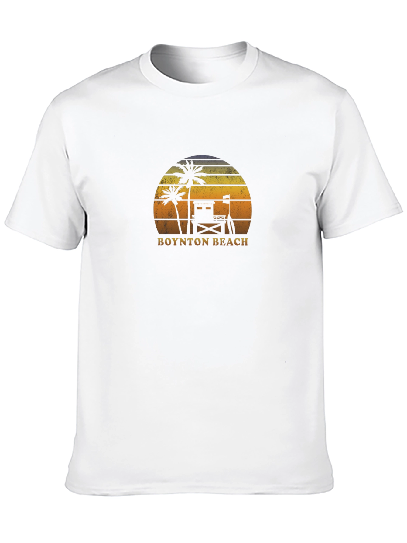 Boynton Beach Retro T-Shirt - Palm Tree Sunset Design