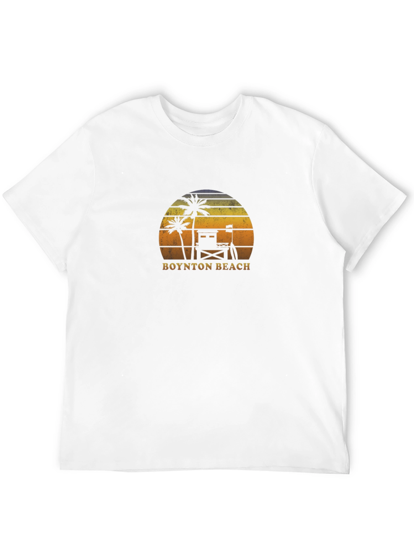Boynton Beach Retro T-Shirt - Palm Tree Sunset Design