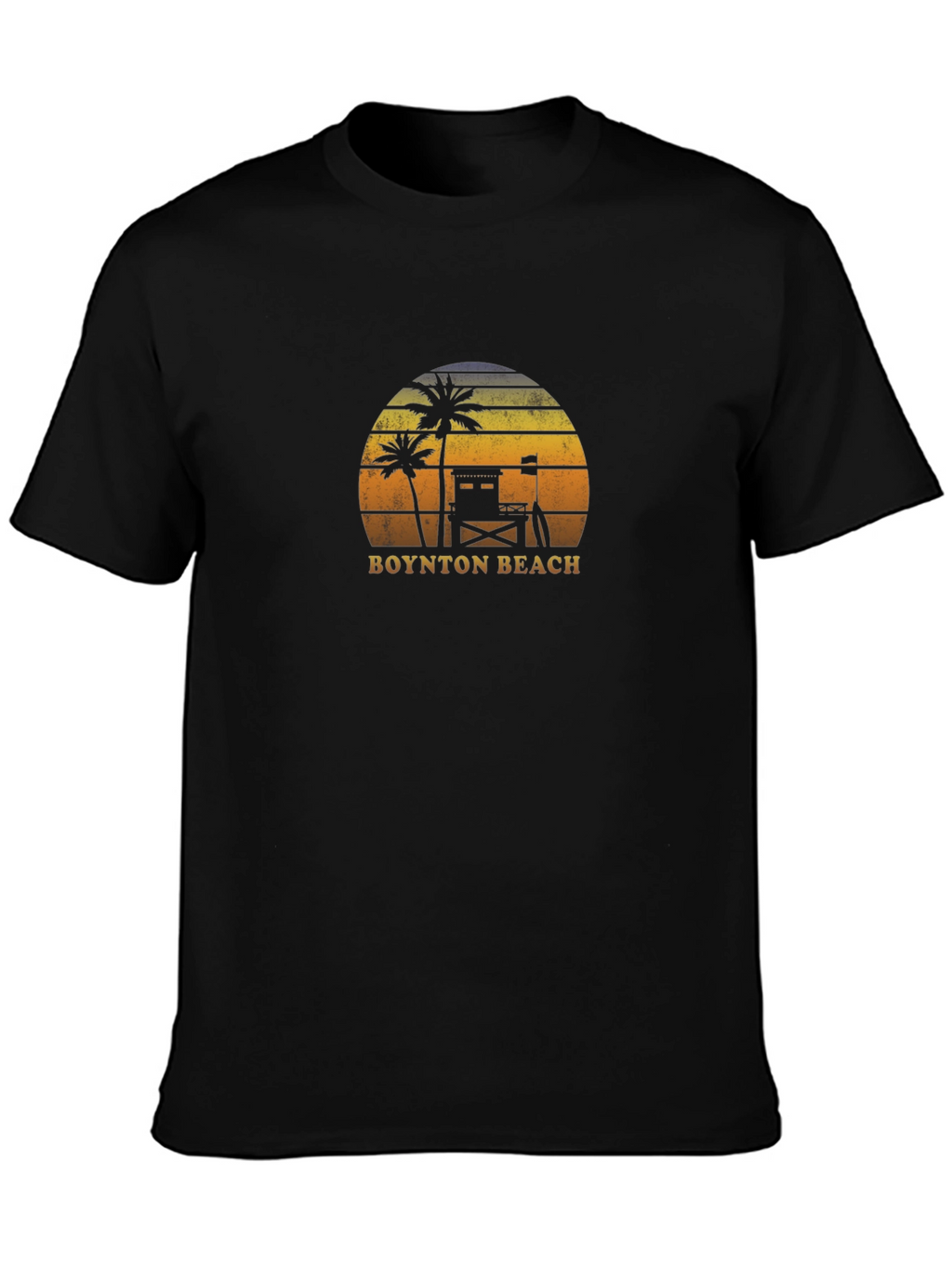 Boynton Beach Retro T-Shirt - Palm Tree Sunset Design