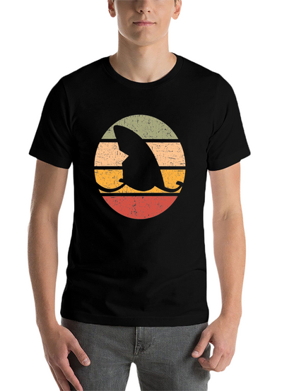 Retro Shark Fin Surfboard Graphic T-Shirt