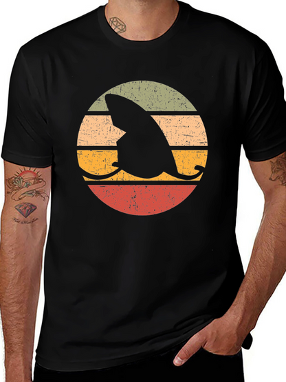 Retro Shark Fin Surfboard Graphic T-Shirt