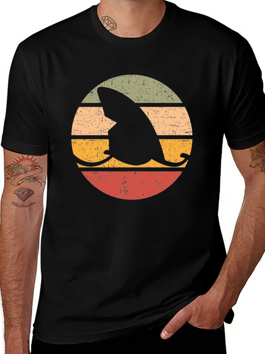 Retro Shark Fin Surfboard Graphic T-Shirt
