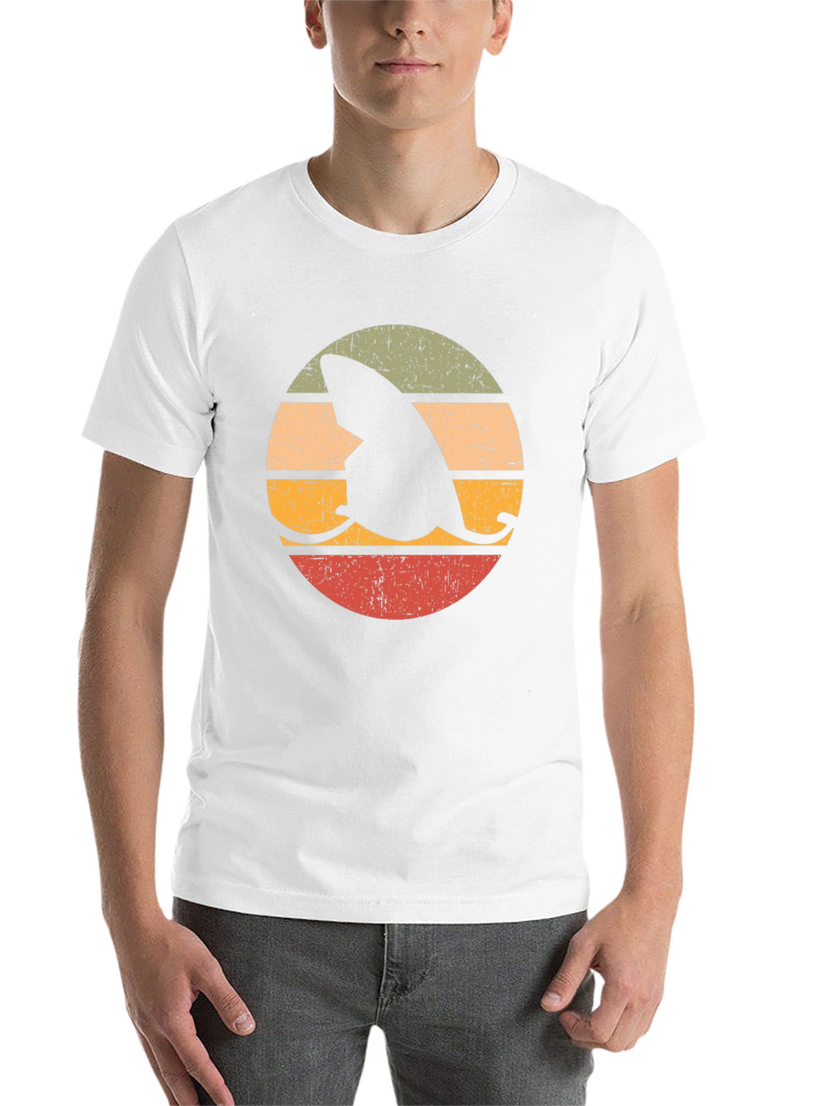 Retro Shark Fin Surfboard Graphic T-Shirt