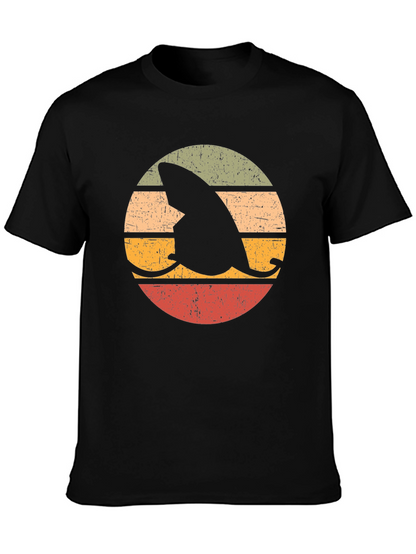 Retro Shark Fin Surfboard Graphic T-Shirt