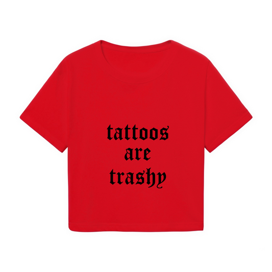 Gothic Font Tattoos Are Trashy Edgy Red Crop Top
