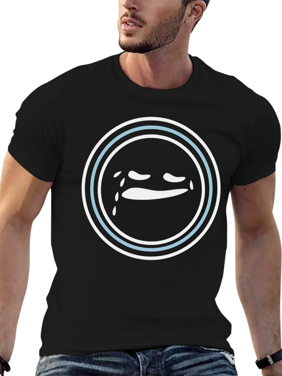 Teary Emoji Graphic Tee - Black