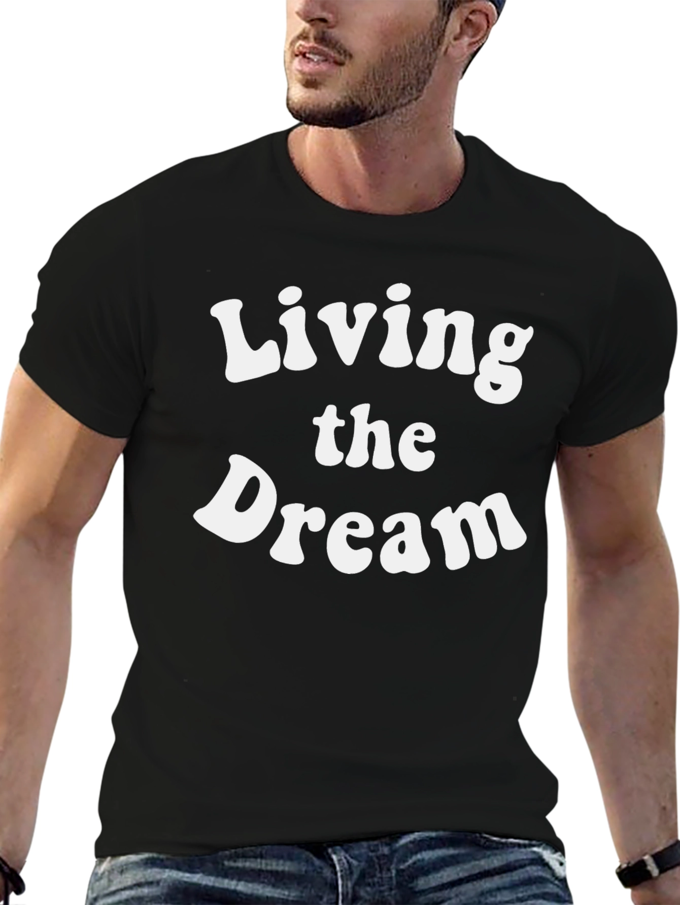 Living the Dream Black Graphic T-Shirt