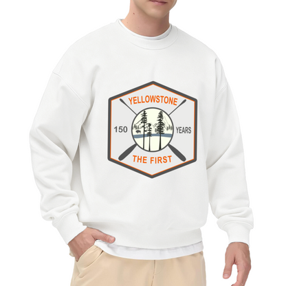 Yellowstone 150 Years The First Sweatshirt | Vintage National Park Badge Graphic Crewneck, Outdoor Camping Pullover Top, Park Lover Gift