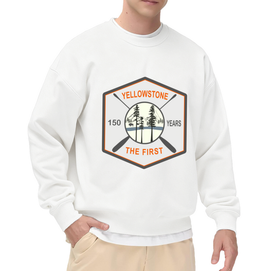 Yellowstone 150 Years The First Sweatshirt | Vintage National Park Badge Graphic Crewneck, Outdoor Camping Pullover Top, Park Lover Gift