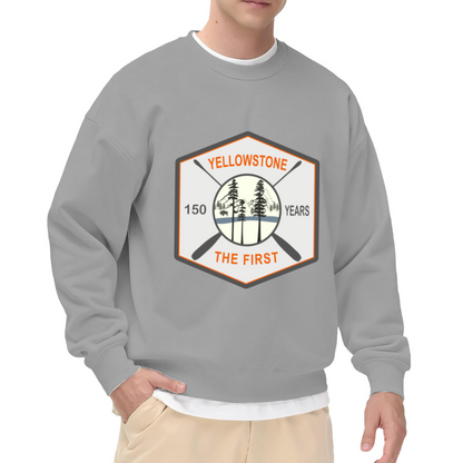 Yellowstone 150 Years The First Sweatshirt | Vintage National Park Badge Graphic Crewneck, Outdoor Camping Pullover Top, Park Lover Gift