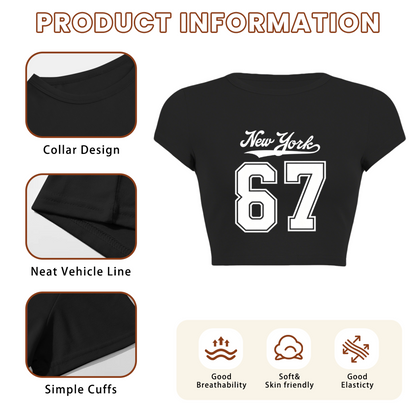 Vintage New York 67 Number Retro Street Crop Top