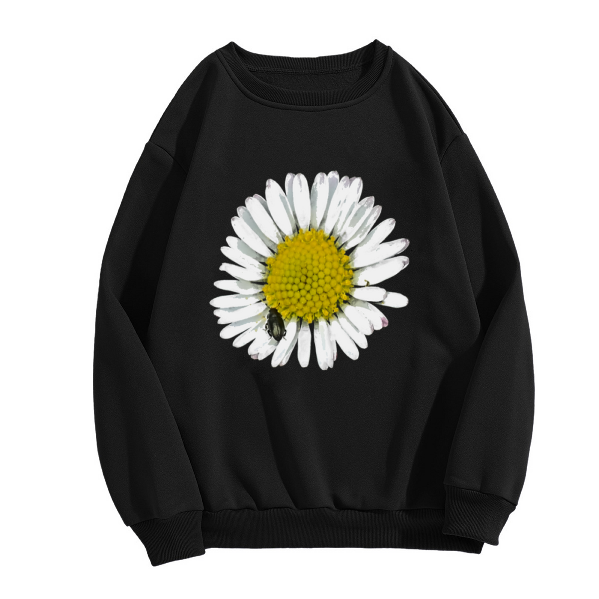 Realistic Daisy Beetle Botanical Crewneck Sweatshirt | Macro Flower Nature Pullover, Spring Gift