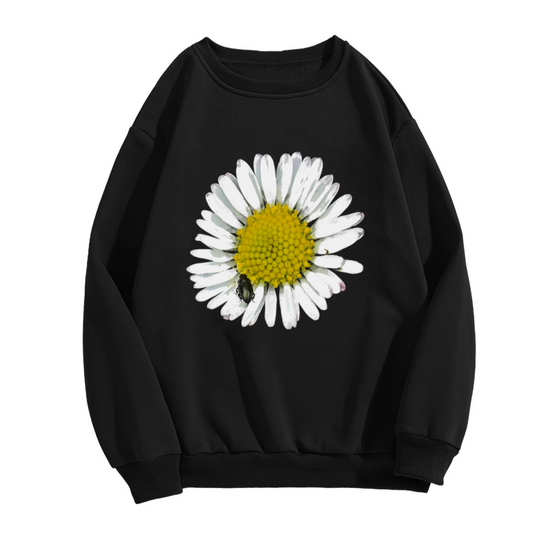 Realistic Daisy Beetle Botanical Crewneck Sweatshirt | Macro Flower Nature Pullover, Spring Gift