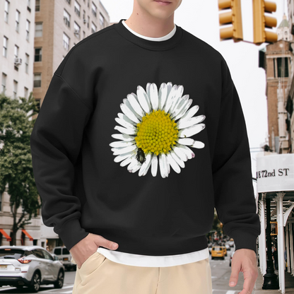 Realistic Daisy Beetle Botanical Crewneck Sweatshirt | Macro Flower Nature Pullover, Spring Gift