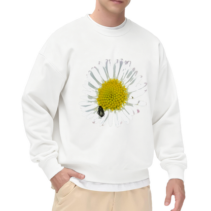 Realistic Daisy Beetle Botanical Crewneck Sweatshirt | Macro Flower Nature Pullover, Spring Gift