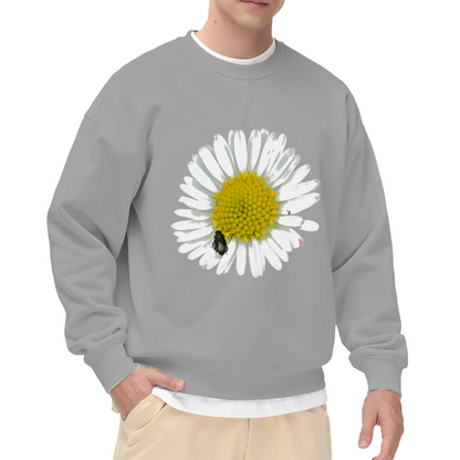 Realistic Daisy Beetle Botanical Crewneck Sweatshirt | Macro Flower Nature Pullover, Spring Gift