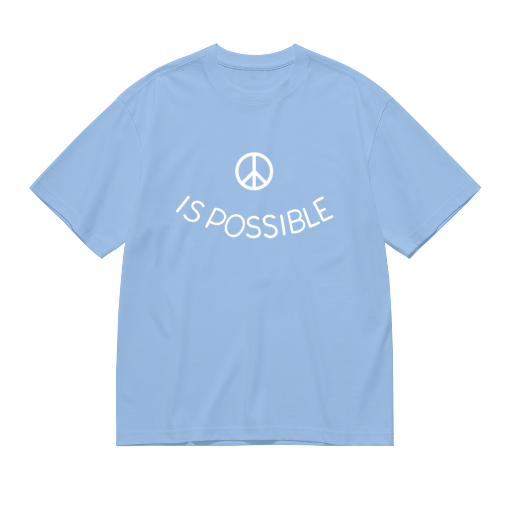 Peace Is Possible Minimal Peace Symbol Light Blue T-Shirt