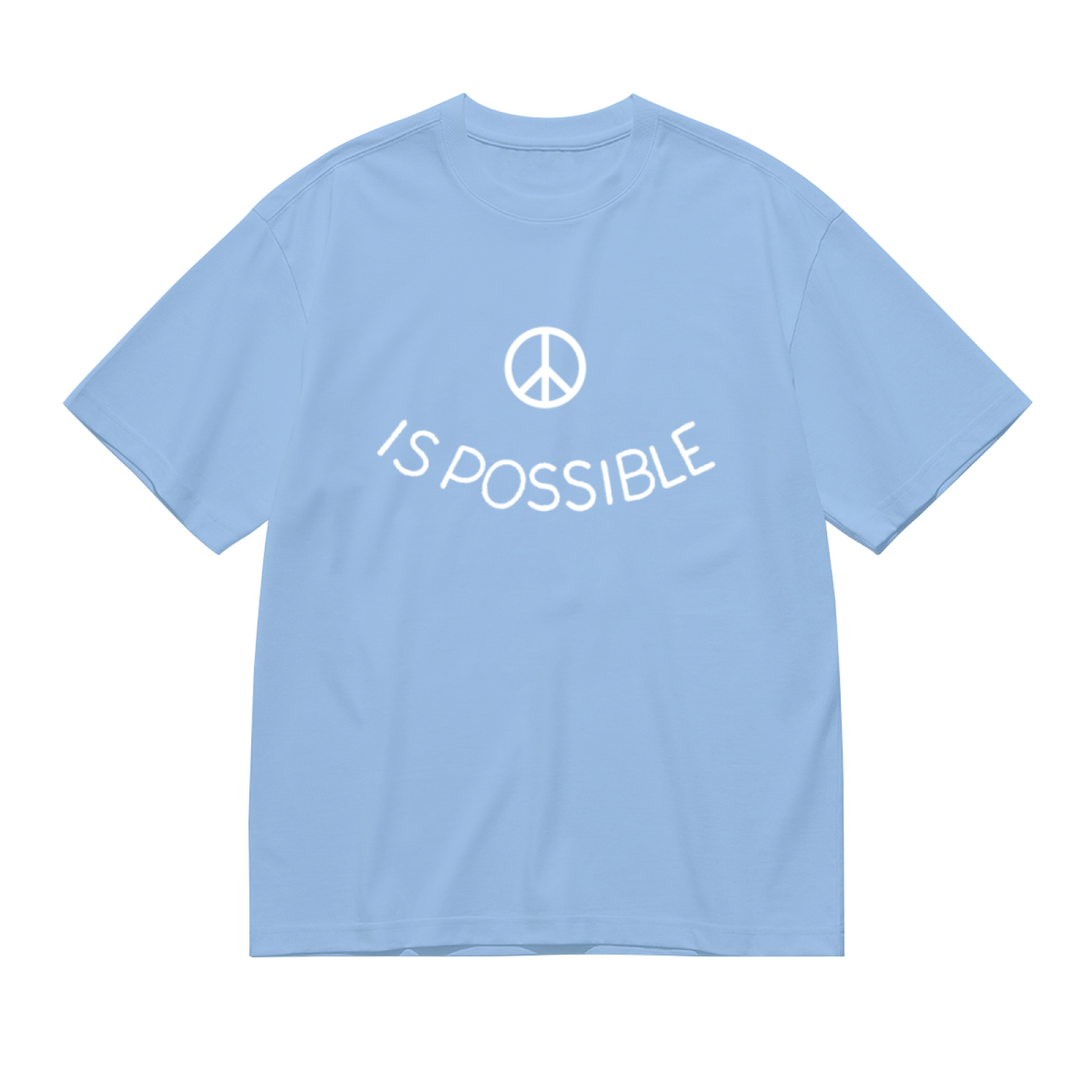 Peace Is Possible Minimal Peace Symbol Light Blue T-Shirt