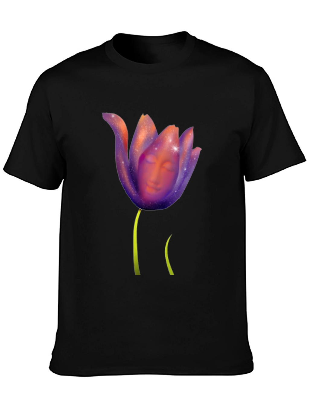 Mystic Bloom T-Shirt: Face in Floral Design