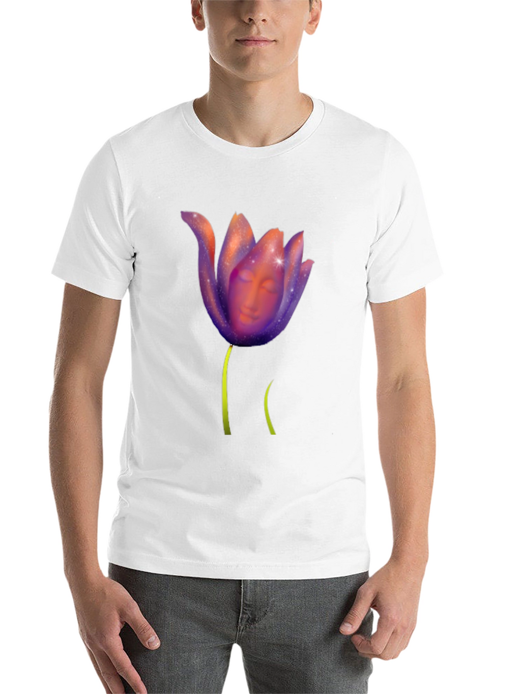 Mystic Bloom T-Shirt: Face in Floral Design