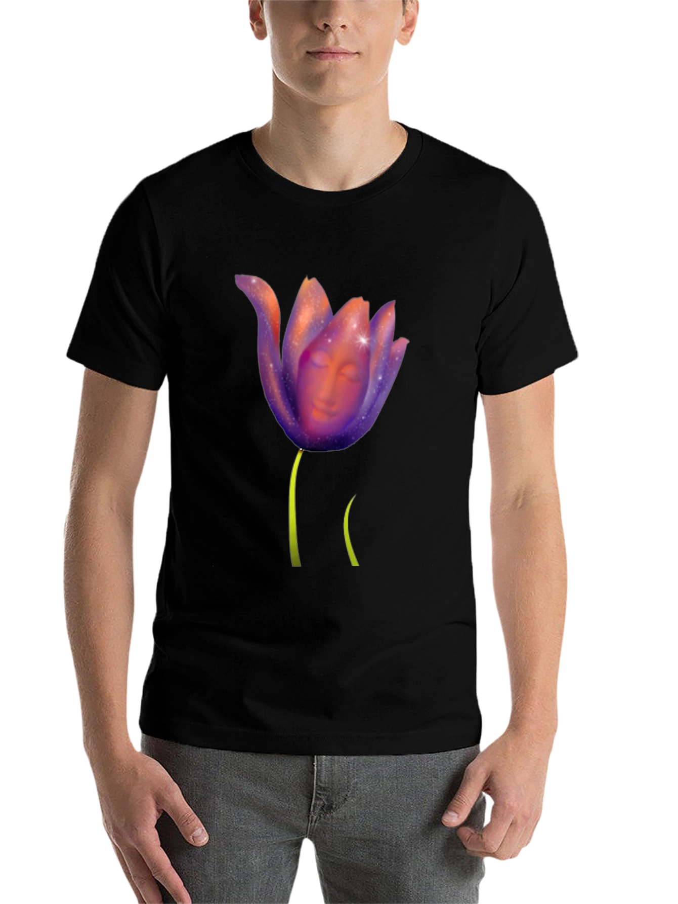 Mystic Bloom T-Shirt: Face in Floral Design