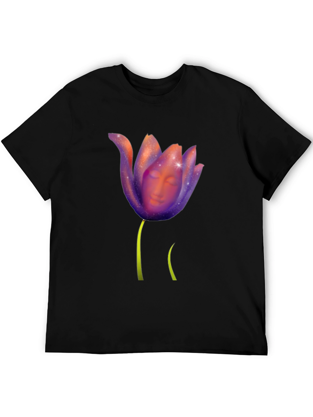 Mystic Bloom T-Shirt: Face in Floral Design