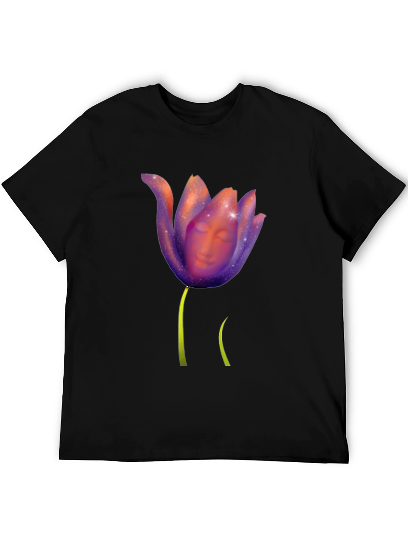Mystic Bloom T-Shirt: Face in Floral Design