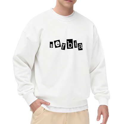 Serbia Ransom Note Style Crewneck Sweatshirt, Patriotic Streetwear Graphic Sweatshirt