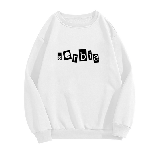 Serbia Ransom Note Style Crewneck Sweatshirt, Patriotic Streetwear Graphic Sweatshirt