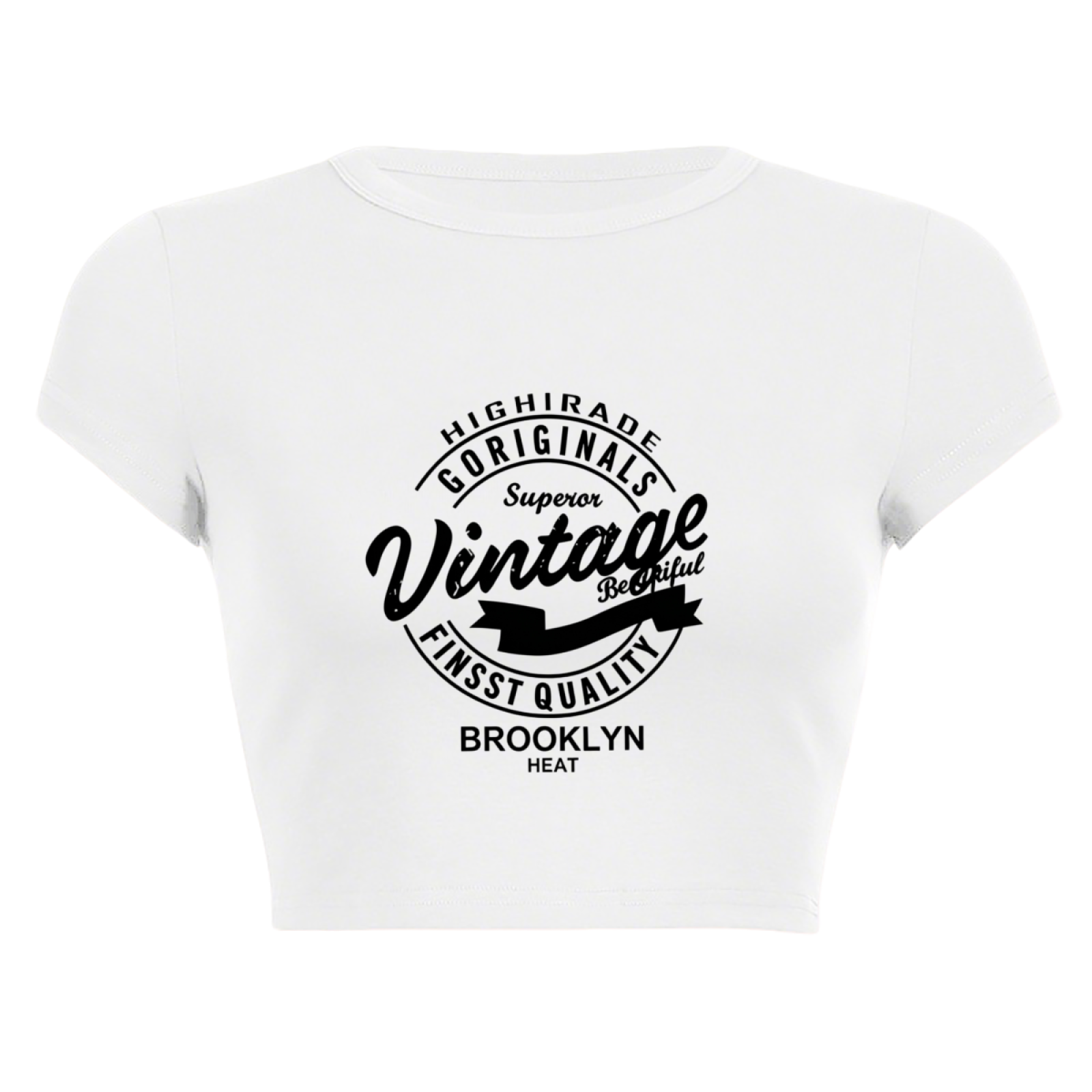Minimal Sunset Wave Line Art White Crop Top