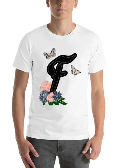 Floral Letter F T-Shirt Butterfly Tee