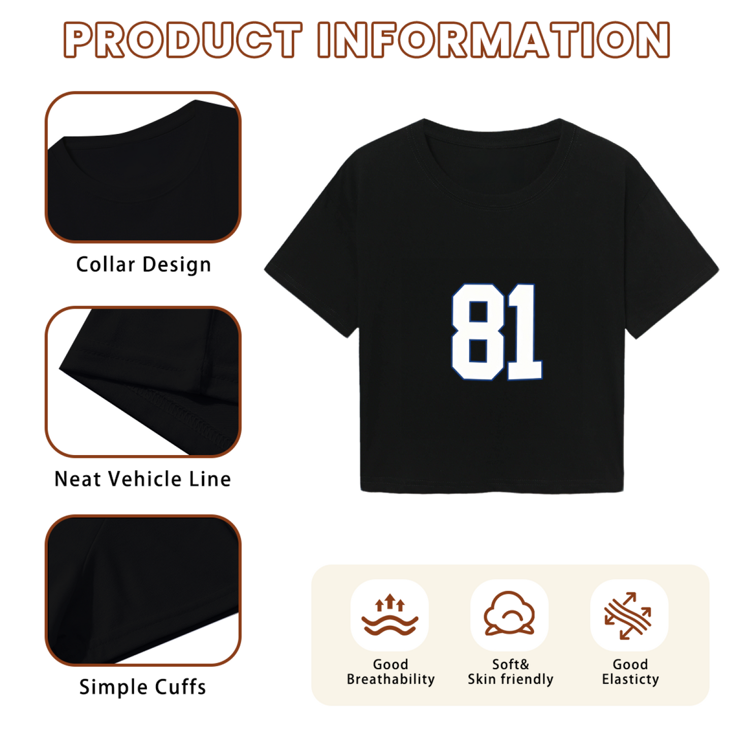 Sporty Number 81 Black Cropped Top