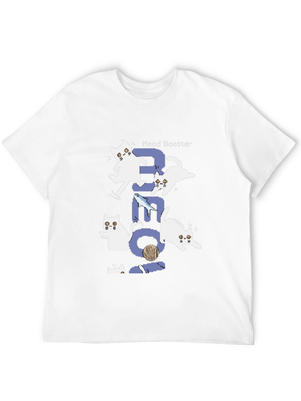 Pixel Cat Mood Booster Black T-Shirt