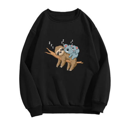 Sleeping Sloth And Koala Crewneck Sweatshirt | Cute Nap Time Animal Pullover, Cozy Zzz Graphic Top, Gift for Animal Lovers