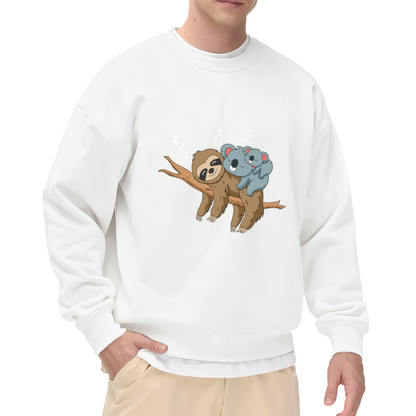 Sleeping Sloth And Koala Crewneck Sweatshirt | Cute Nap Time Animal Pullover, Cozy Zzz Graphic Top, Gift for Animal Lovers