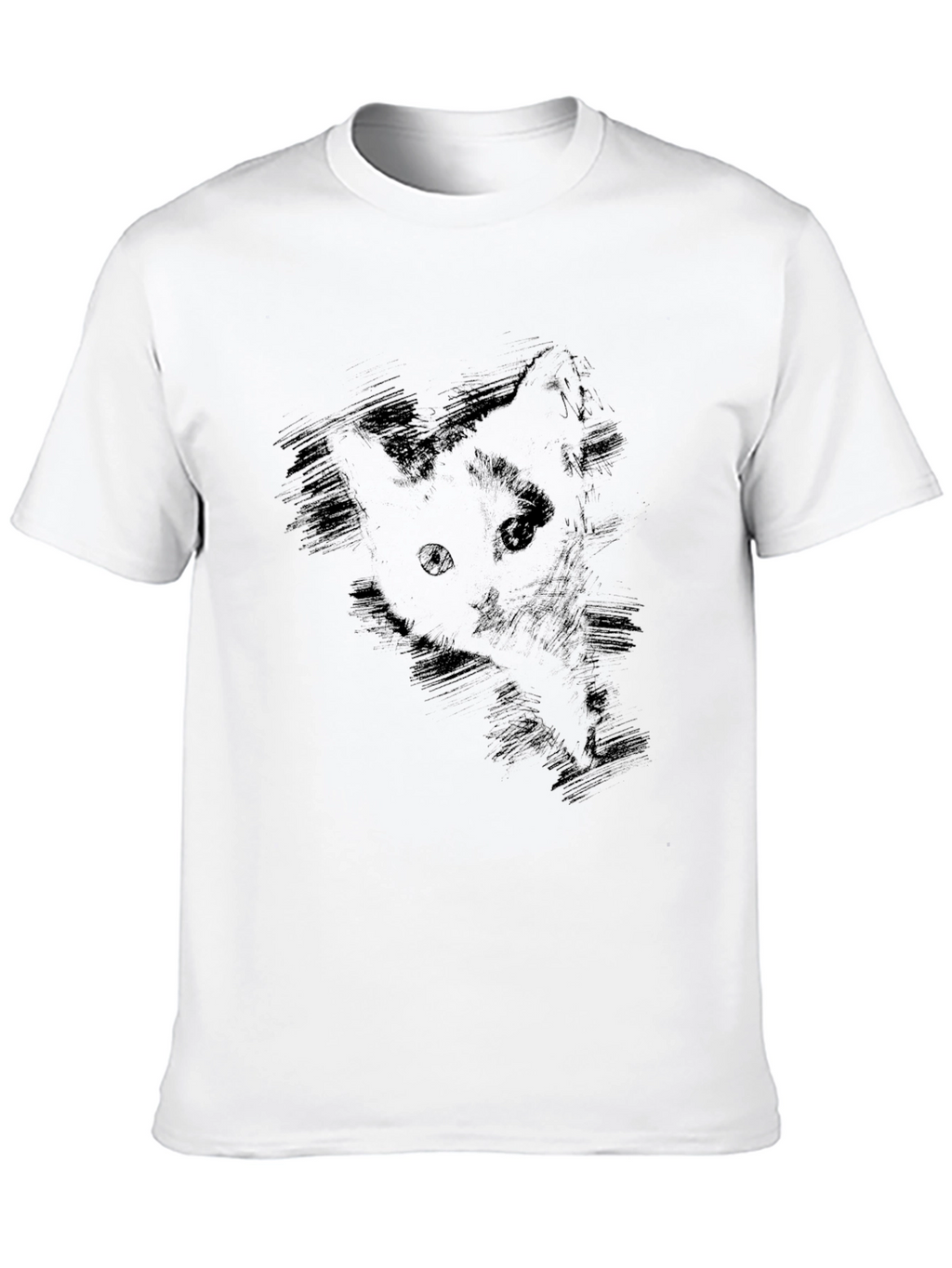 Mens Black Cat Sketch Graphic Tee