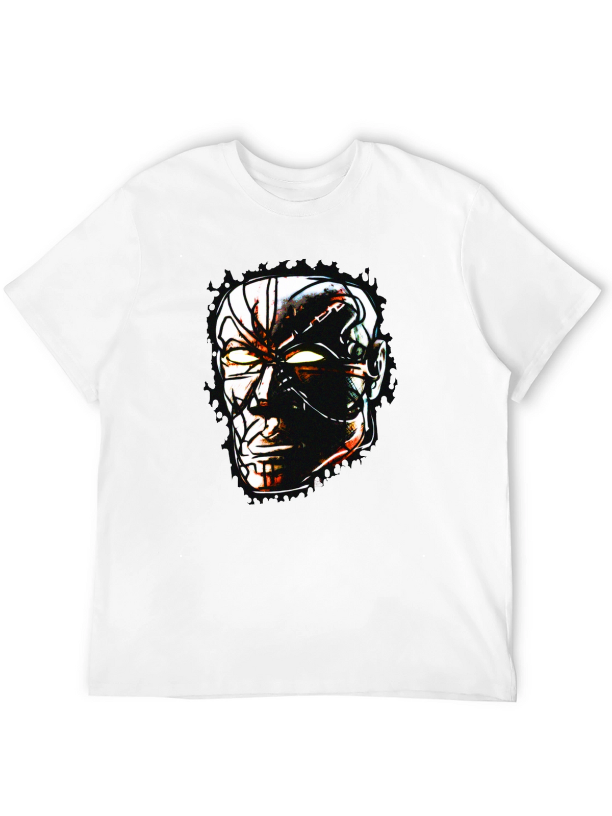 Sci-Fi Cyborg Graphic Print Black T-Shirt