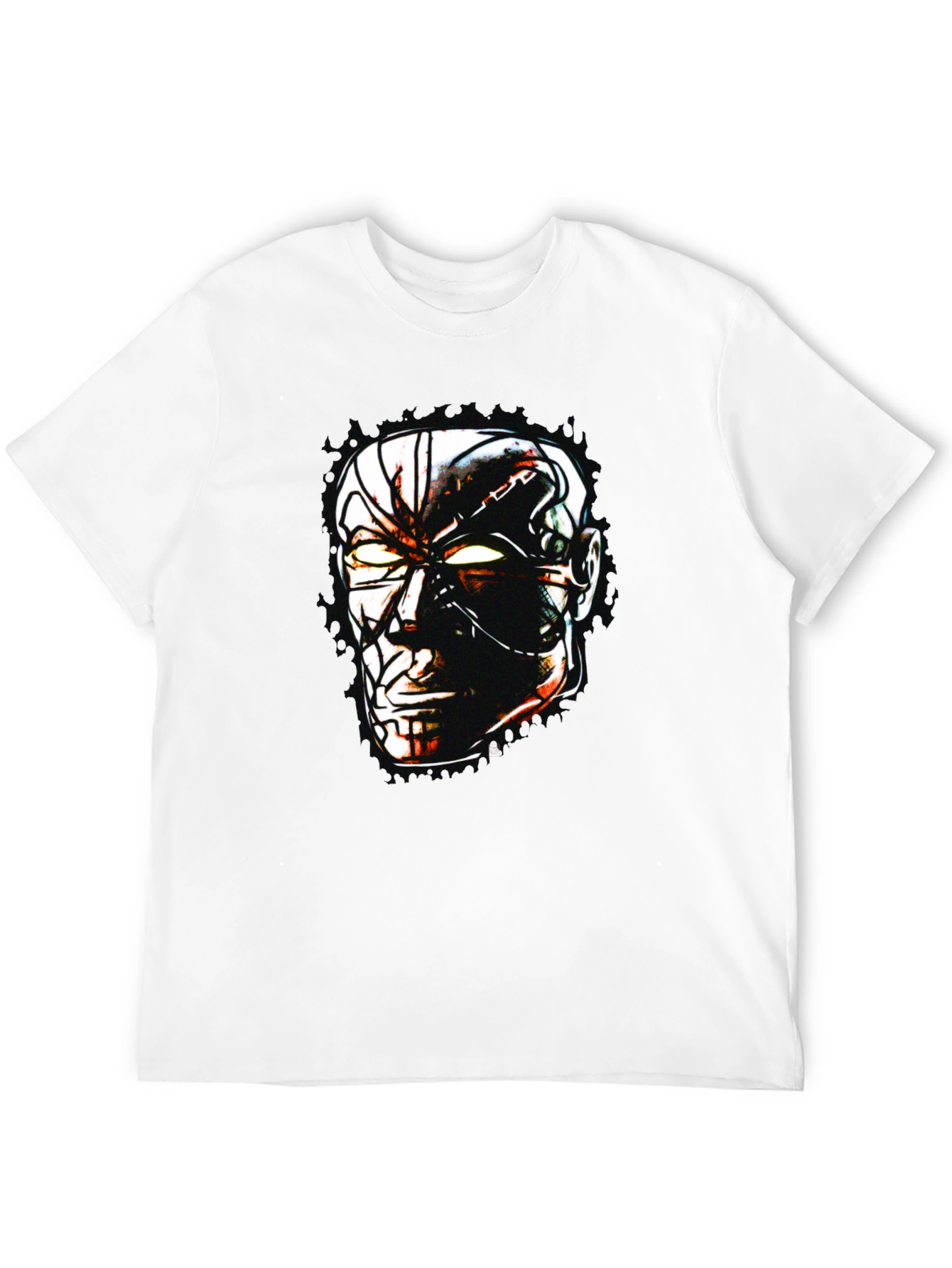Sci-Fi Cyborg Graphic Print Black T-Shirt
