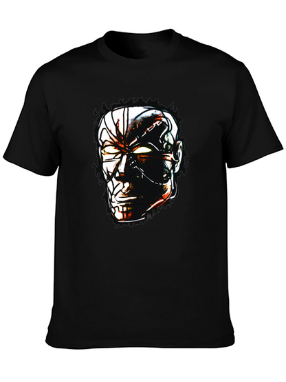 Sci-Fi Cyborg Graphic Print Black T-Shirt