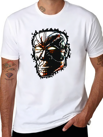 Sci-Fi Cyborg Graphic Print Black T-Shirt